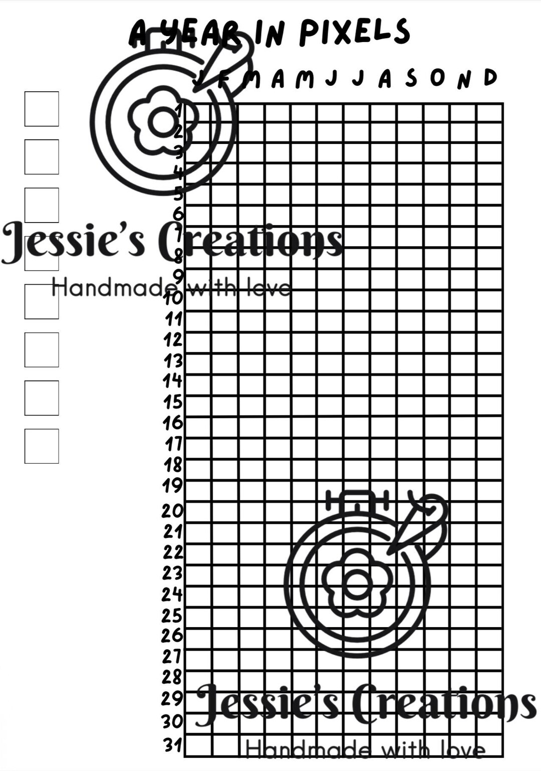 A Year in Pixels Mood Tracker Printable Template Etsy