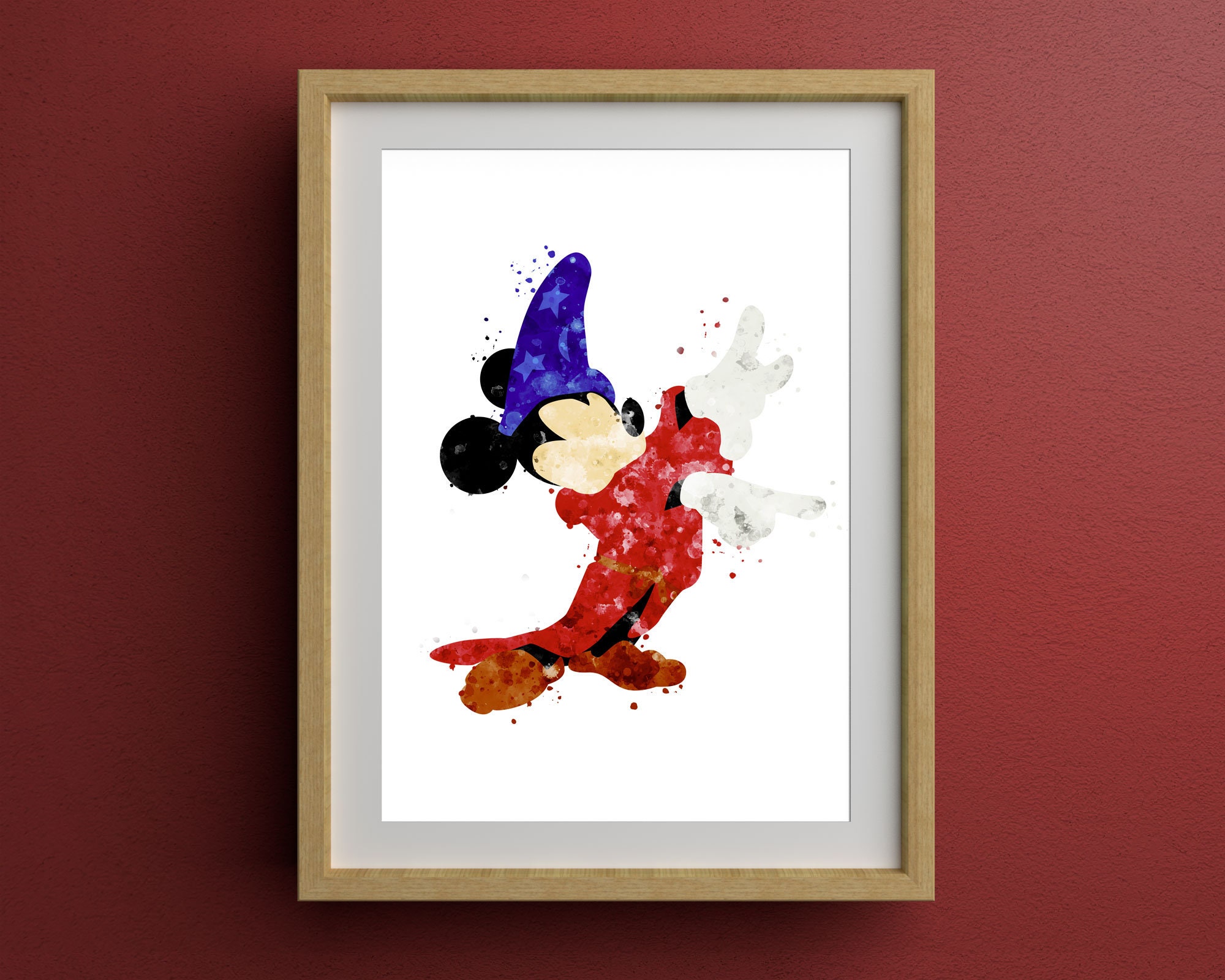 Mickey Mouse minimalista acuarela impresión impresiones de | Etsy