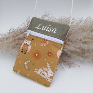 Kinder Brustbeutel Eule Hase Curry Oliv