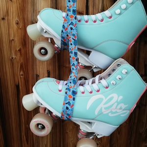 Roller Skate Tragegurt Rollschuhe blau orange gemustert