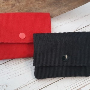 Cord Geldbörse schwarz rot Mini Geldbörse kleines Portemonnaie