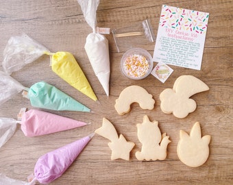 Kit de biscuits DIY Licorne/ Kit de décoration de biscuits/ 15 biscuits/ Cadeau d’anniversaire/Activité de fête Zoom