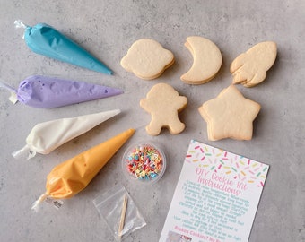 Space theme  DIY Cookie kit/ Cookie decorating kit/ 15 cookies/ Birthday Gift/