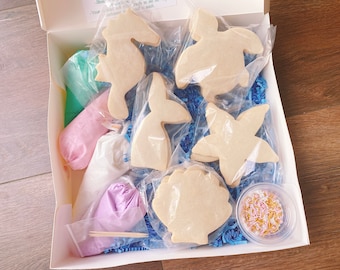 Kit de biscuits à faire soi-même sur le thème de l'océan/ Kit de décoration de biscuits/ 15 biscuits/ Cadeau d'anniversaire/