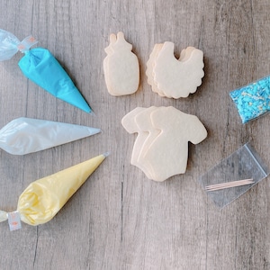 Baby Shower DIY Cookie Decorating Kit, 9 Vanilla Cookies