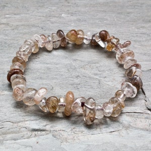 Copper Rutilated Quartz Chip Bracelet