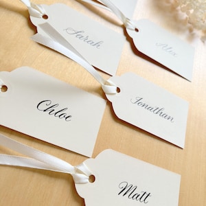 Personalised cream gift tags, handwritten calligraphy tag, birthday gift label, customised name, anniversary gift tag, wedding favour labels