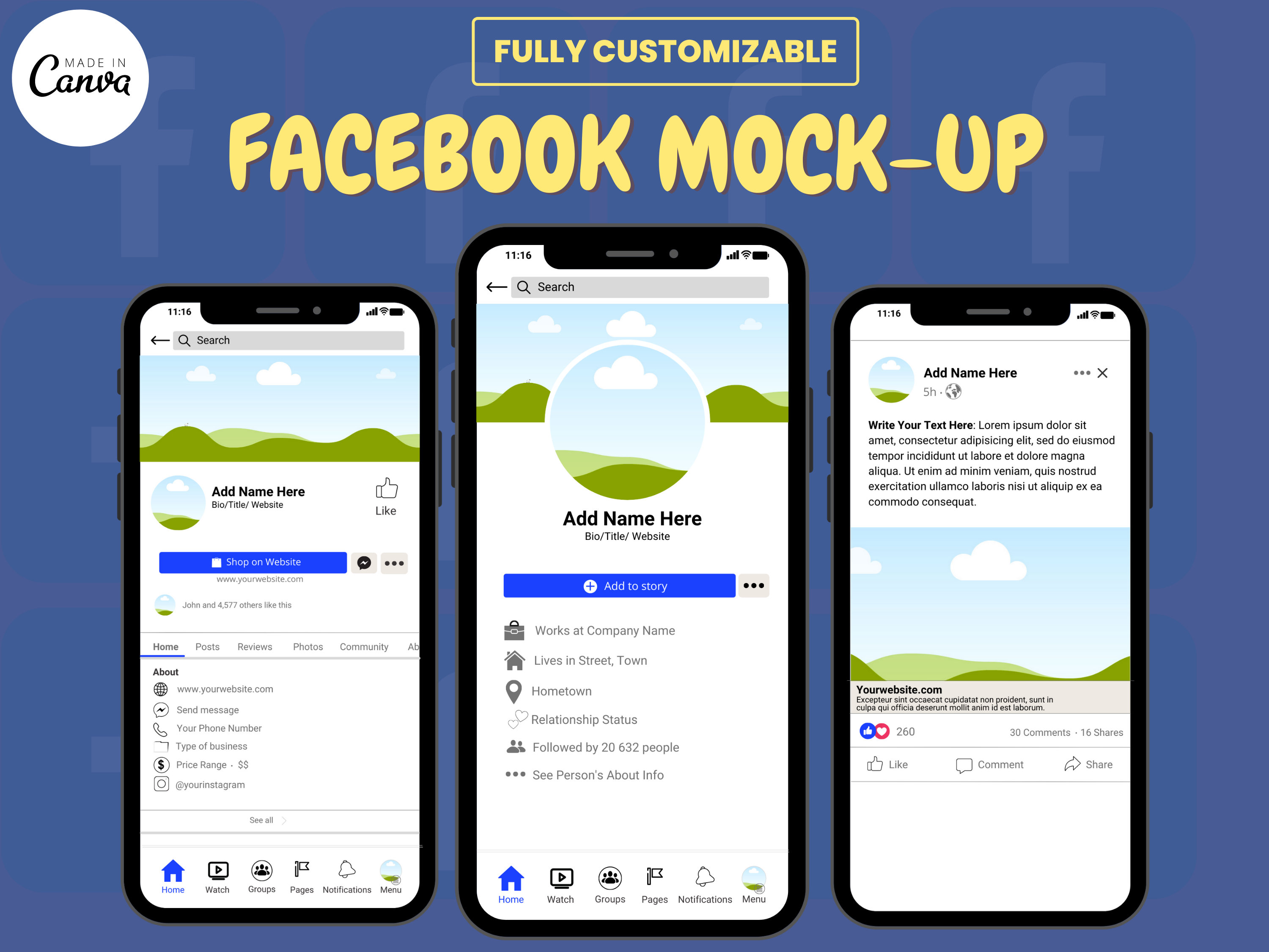 Facebook Mockup in Canva Customizable Marketing Post Frame Template