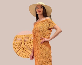 Orange Crochet Dress For Women / Summer Dress