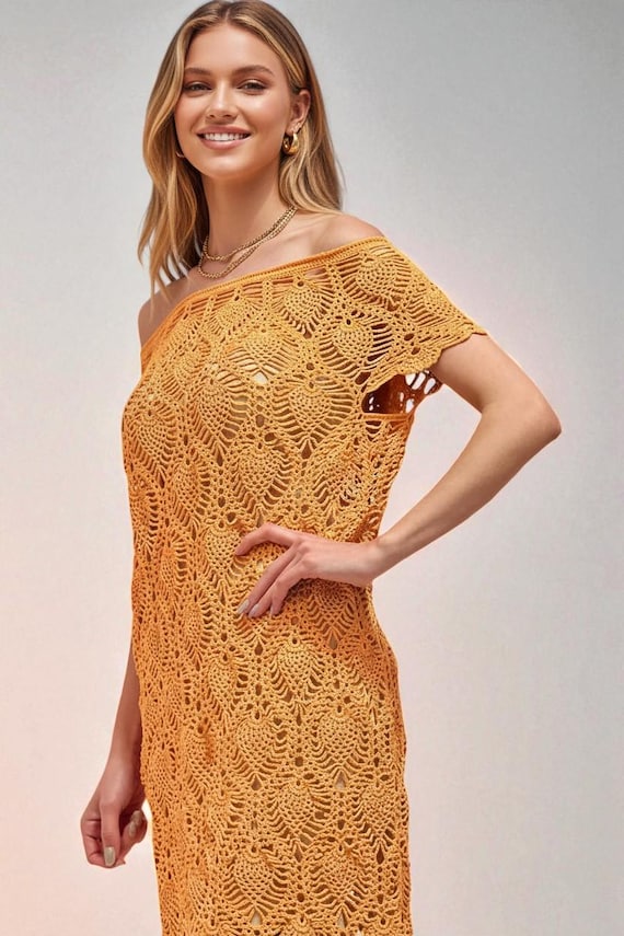 Handmade Orange Crochet Mini Dress: Boho Festival Cover-up - Etsy