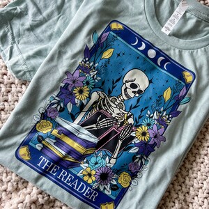 The Reader T-shirt-Skeleton Lovers Shirt-Tie Dyed Shirt-Unisex Skeleton Tee-Skellie Lovers-Skellie Shirt-Skeleton Tee