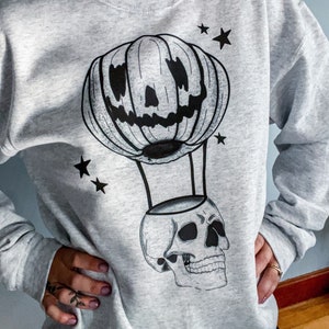 Halloween Balloon Crewneck Sweatshirt-Oversized Crewneck Sweatshirt-Halloween Sweatshirt-Spooky Season-Spooky Halloween Sweatshirt