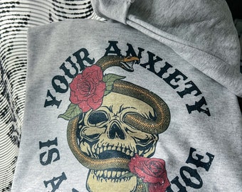 Anxiety Skull Snake Sweatshirt: Mental Health Awareness Graphic