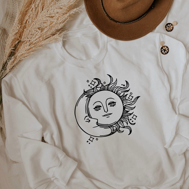 Sun and Moon Crewneck Sweatshirt-Comfy Crewneck-Moon and Stars | Etsy