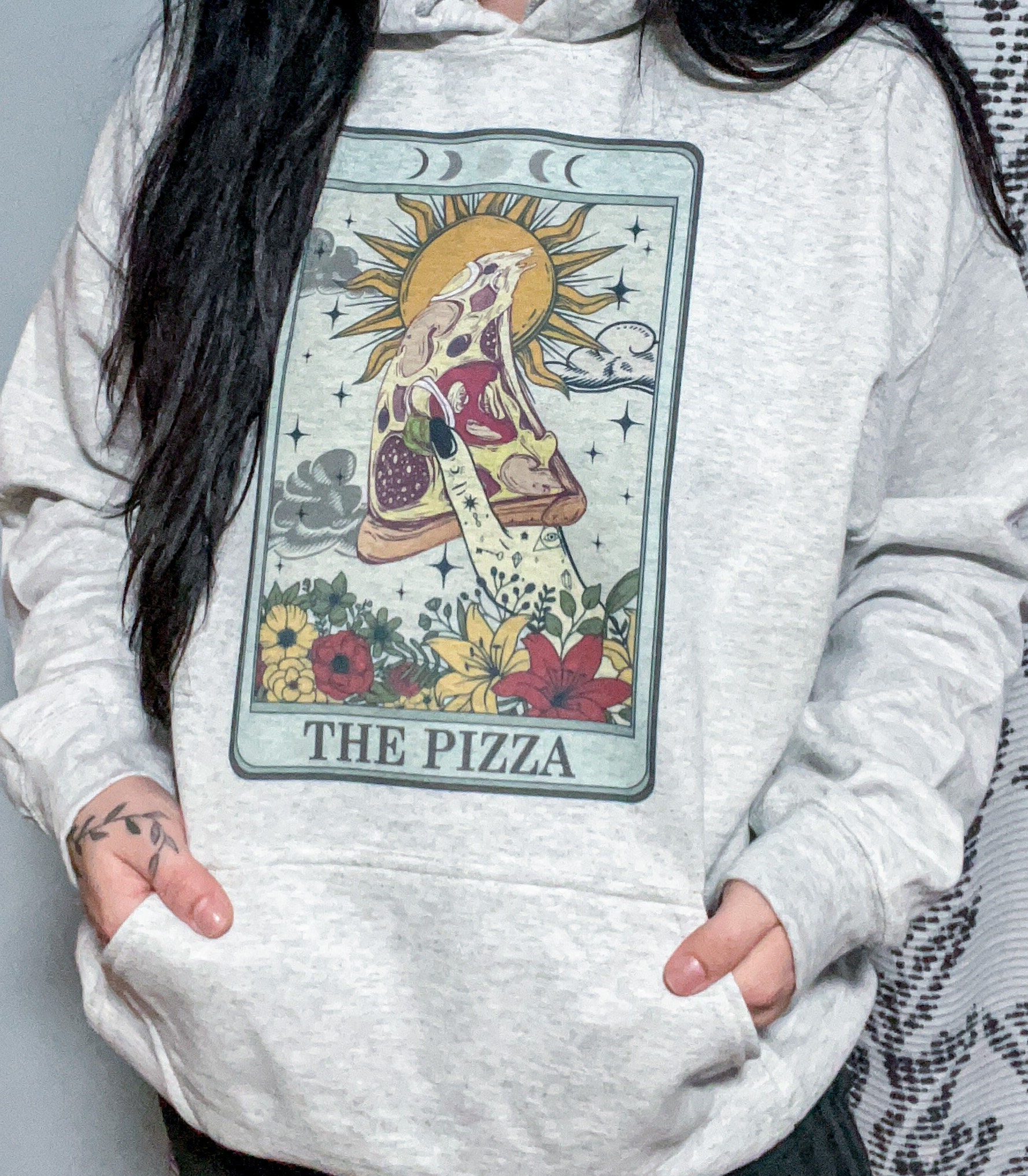 The Pizza Sweatshirt-Oversized Sweatshirt-Pizza Tarot Card - Etsy Polska