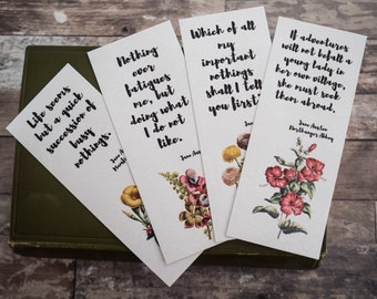 Printable Jane Austen bookmark set. Instant download.