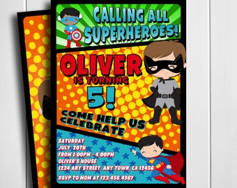 Superhero Invitation, Comic Invitation, Superhero Birthday Invitation, Superhero Birthday, Printable, Digital, Personalized