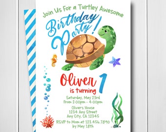 Invitation d’anniversaire de tortue numérique, invitation d’anniversaire d’océan, invitation de partie de tortue, invitation d’anniversaire de natation, numérique, imprimable