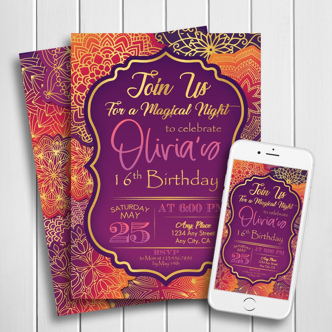 Moroccan Invitation, Arabian Nights Invitation, Moroccan Birthday ...