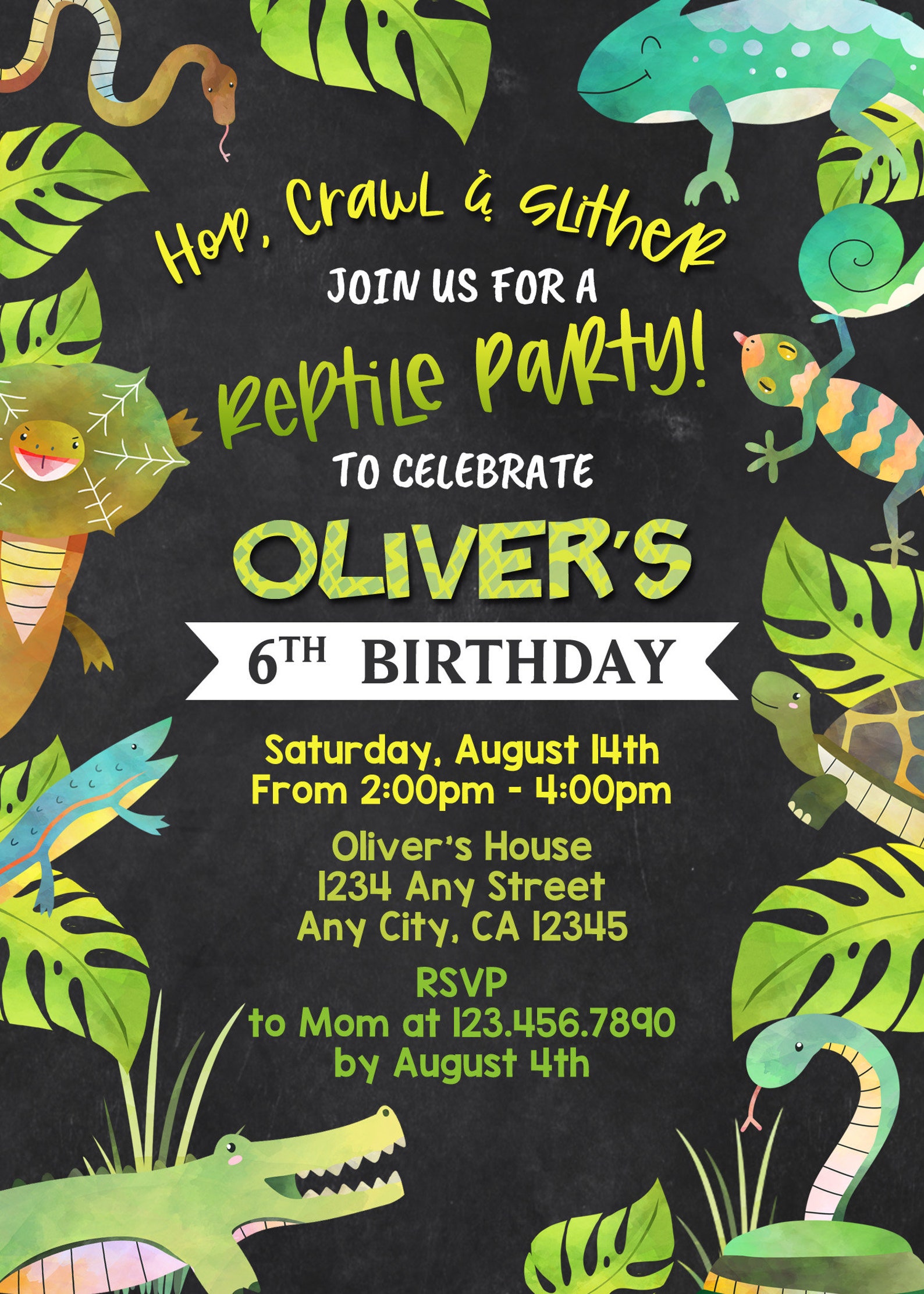 Reptile Birthday Invitation Reptile Party Invitation Reptile - Etsy