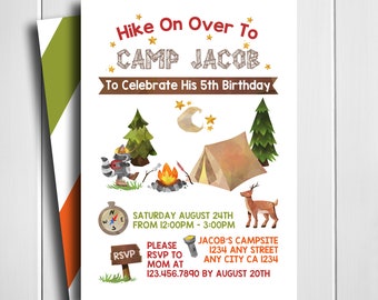 Camping Birthday Invitation, Camp Out Invitation, Happy Camper Birthday Invitation, Camping, Happy Camper, Printable, Digital, Personalized