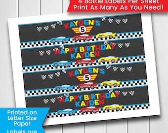 Race Car Party Decorations, Racing Decorations, Race Car Party Bottle Labels, Race Car Water Bottle Labels, Personalized, Printable