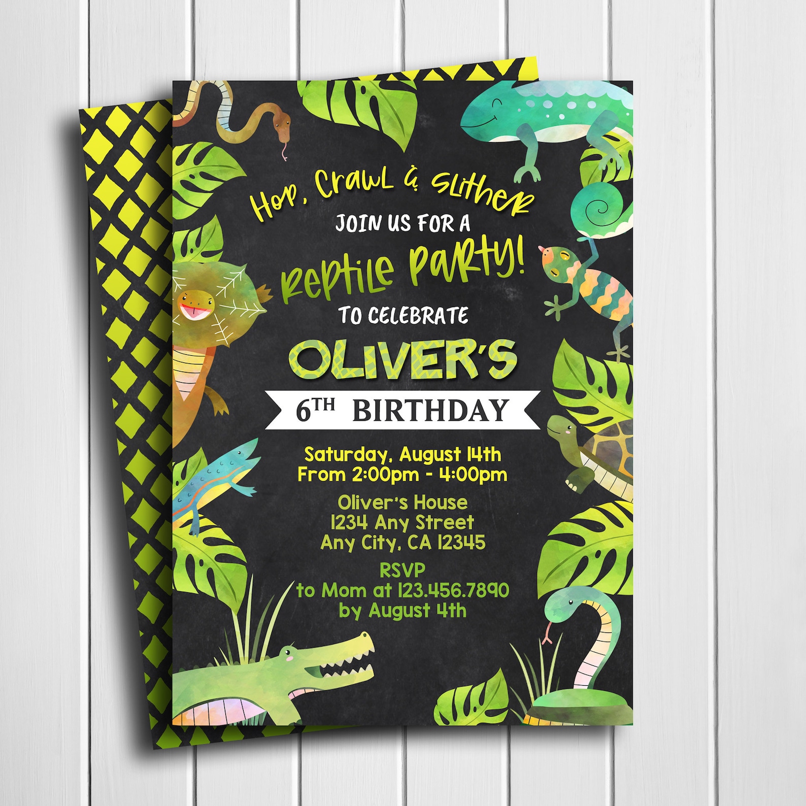 Reptile Birthday Invitation, Reptile Party Invitation, Reptile