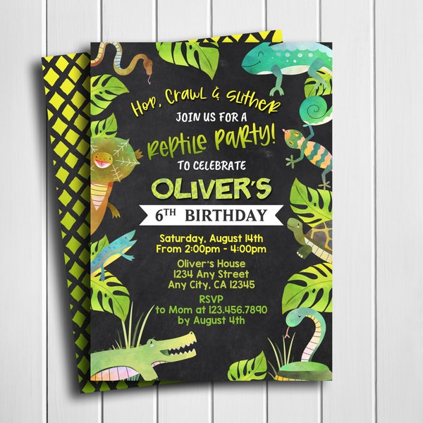 Reptile Birthday Invitation for Reptile Party Invitation Reptile Birthday Amphibian Birthday Lizard Digital, Printable