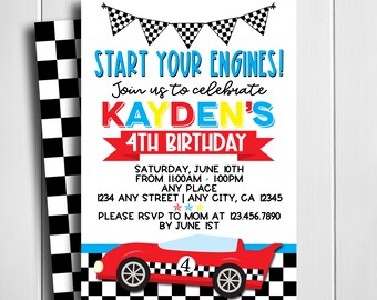 Race Car Birthday Invitation, Race Car Birthday, Racing Birthday Invitation, Race Car Birthday Invite, Racing Party, Digital, Printable