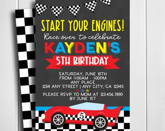 Race Car Birthday Invitation, Race Car Birthday, Racing Birthday Invitation, Race Car Birthday Invite, Racing Party, Digital, Printable