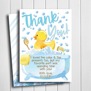 Rubber Ducky Birthday Thank You Card, Duck Thank You Card, Rubbery Ducky Thank You Card, Rubber Ducky Birthday, First, Digital, Printable