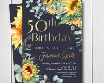 Sunflower Birthday Invitation, Sunflower Invitation, Sunflower Birthday, Sunflowers Birthday Invite, Sunflowers, Digital, Printable