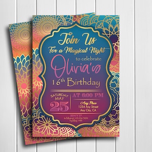 Moroccan Invitation, Arabian Nights Invitation, Moroccan Birthday, Arabian Nights Birthday Invitation, Digital, Printable, Personalized