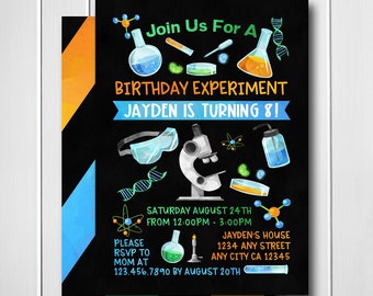 Science Party Invitation, Science Birthday Invitation, Science Invitation, Science Experiment Birthday Invitation, Digital, Printable