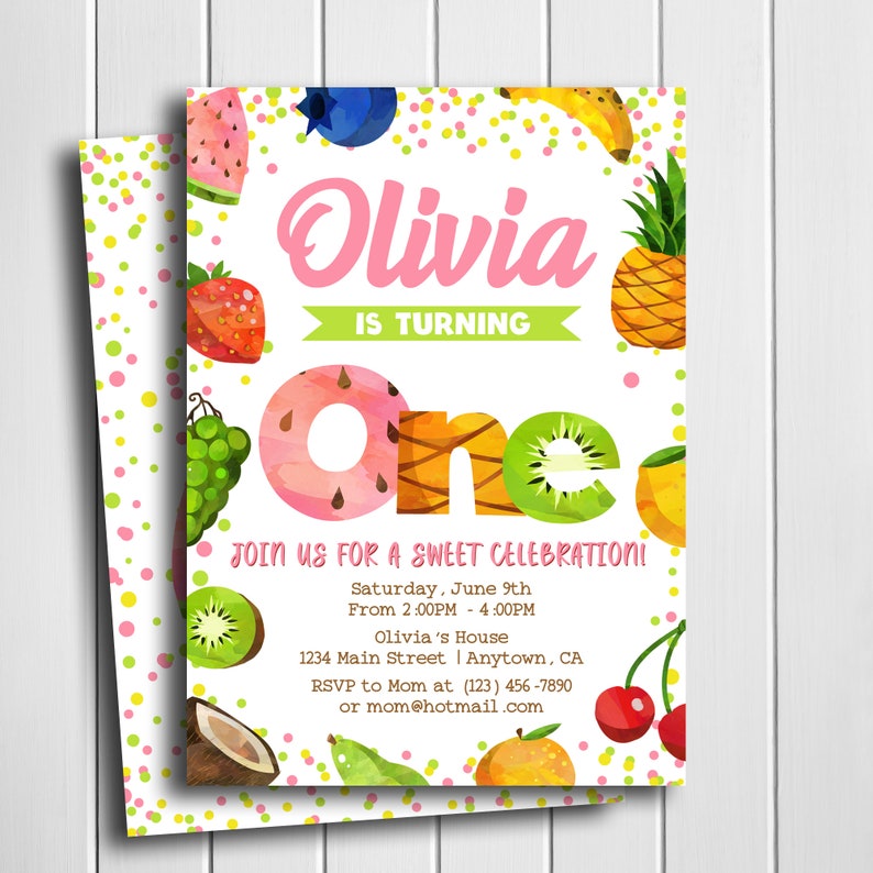 Tutti Fruitti Birthday Invitation Fruit Birthday Invitation Etsy