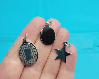 Sterling Silver Engravable Charms: Star, Oval, Oval with Banner