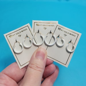 Darling Vintage Retro 10K Gold Wires White Painted Hoop Earrings Choose Antique Earrings New Old Stock