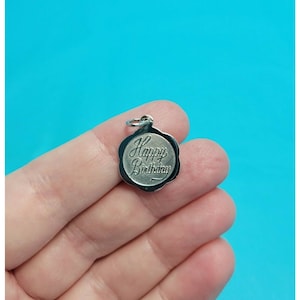 Scalloped Sterling Silver Happy Birthday Charm Pendant Necklace Marked STER New Old Stock