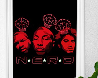 N.E.R.D. - Art Physical Print - 8x10 Inches - Pharrell Williams - Gloss Cardstock Wall Decor - Poster Art