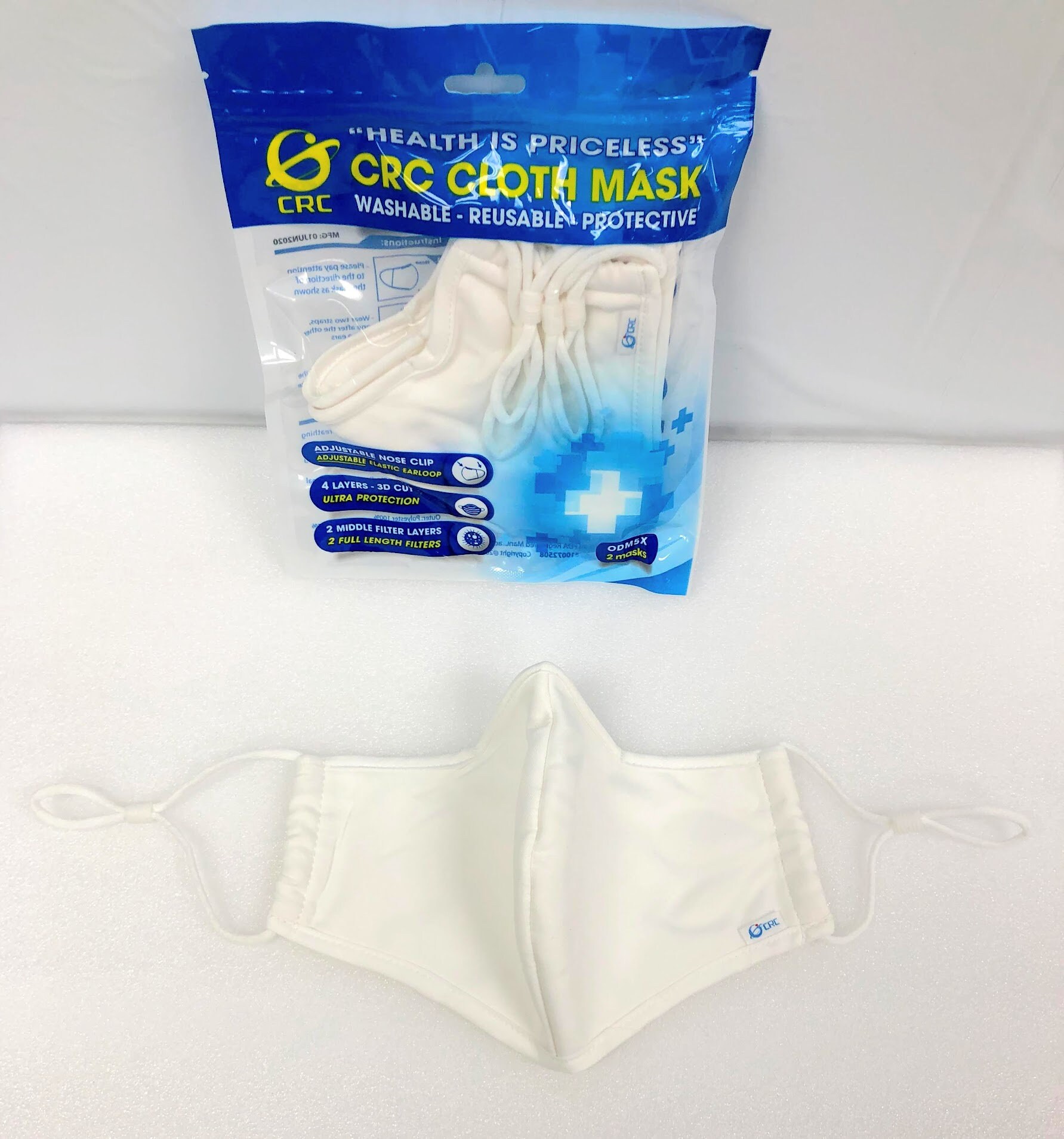 4 Cloth CRC Masks ADJUSTABLE Ear Loop Nose Wire Cloth Fabric WASHABLE ...