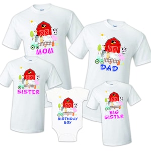 Farm Family Matching Birthday Party T-shirts Celebration Reunion wild ,animals.