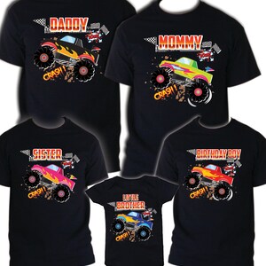 Monster truck Theme Family Matching Birthday Party T-shirts Celebration Reunion ,adventure, kids.