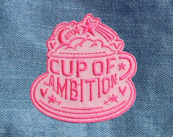 Cup of Ambition Embroidered Iron On Patch, Dolly Parton Badge