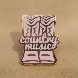 Cowboy Boots Enamel Pin Badge / Light Pink / Country Music Gift