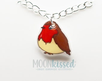 Red Robin Necklace, Cute Robin Pendant, Robin Silver Plated Necklace Chain, Birdwatcher Jewellery, Robin Jewellery, Bird Lover Jewellery