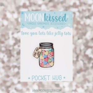 Jar of Hearts Pocket Hug, Cute Sweet Jar Charm, Pocket Hug Token, Pick Me Up Pocket Hug, Love you Lots Like Jelly Tots Keepsake Gift