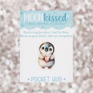 Penguin Pocket Hug, Cute Penguin Pocket Charm, Acrylic Penguin Hug Token, Pick Me Up Pocket Hug, Penguin Keepsake Gift, Cute Pocket Penguin