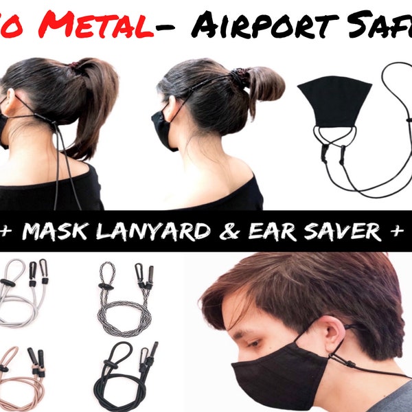 Face Mask Lanyard, Ear Saver, Adjustable Mask Holder, Neck Band, Washable, Durable, Stylish Design, Hangs around neck while working/ driving