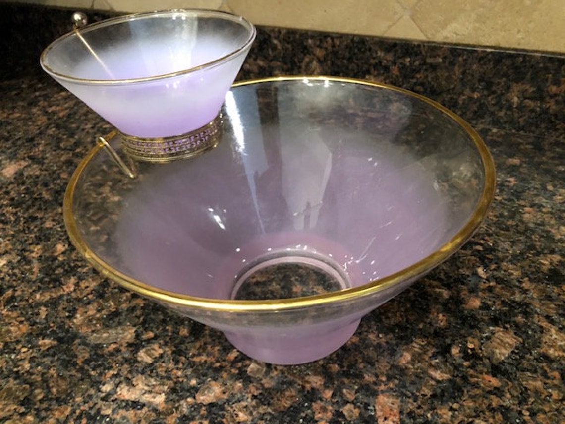 WV Glass Blendo Chip and Dip Purple Frosted Bowl Set with Etsy