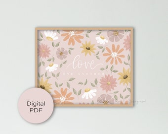 Christian Florals Digital Wall Art Print || Digital PNG File ONLY || Christian wall art, love one another art, love art, Office wall art